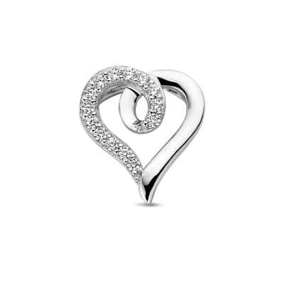 zilver gerhodineerd hanger hart en zirkonia 1337812