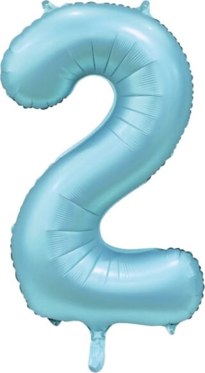Folie Ballon Cijfer 2 Satin licht blauw XL 86 cm