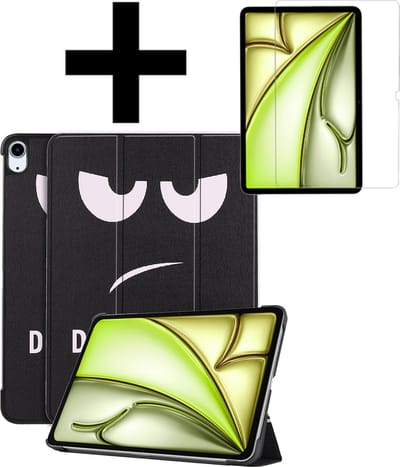 Hoes - Geschikt voor Apple iPad Air (2024/2025/2026) - 11 inch - Met Screenprotector - Trifold Bookcase - Hard Cover - Hardcover Book Case - Tablet Hoesje - Don't Touch Me