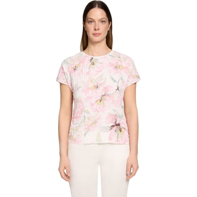 Gestructureerd shirt met bloemenpatroon - gebroken wit / rosé - Gr. 40 van Goldner Fashion