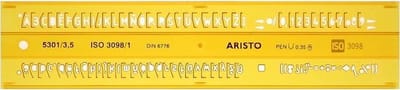 Aristo lettersjabloon - afmetingen 180x40mm - letterhoogte 3,5mm - H-profiel - oranje transparant - AR-5301/3