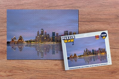 Puzzel Weerspiegeling van Sydney in het water in Australië - Legpuzzel - Puzzel 1000 stukjes volwassenen