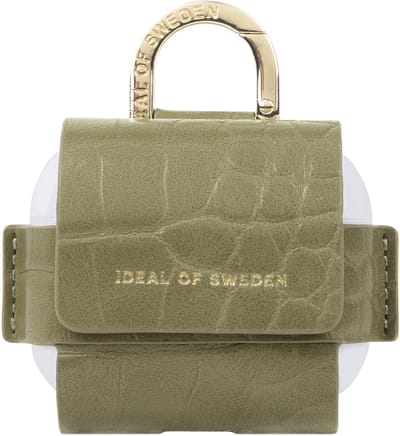 IDEAL OF SWEDEN, Hoesje geschikt voor Apple AirPods 3 - Flo Series Croco Textuur met Karabijnhaak, Groen