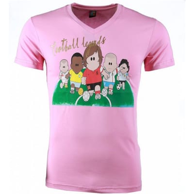 T-shirt - Football Legends Print - Roze