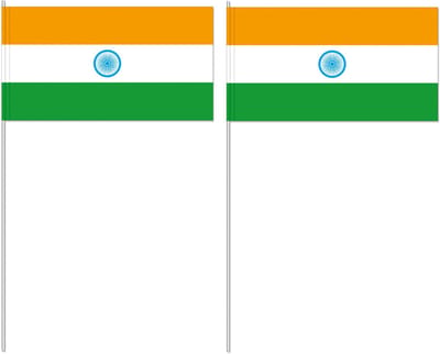 Zwaaivlaggetjes India - 50x - papier - 12x24 cm - vlag op stokje - feest