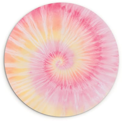 WallCircle® Wandcirkel 90x90 cm - Muurcirkel Patroon - Tie Dye - Pasteltinten - Roze - Muurdecoratie woonkamer - Wanddecoratie slaapkamer - Kamer decoratie accessoires - Ronde schilderijen