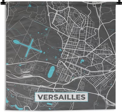 Wandkleed - Wanddoek - Plattegrond – Versailles – Stadskaart – Kaart – Frankrijk - 180x180 cm - Wandtapijt