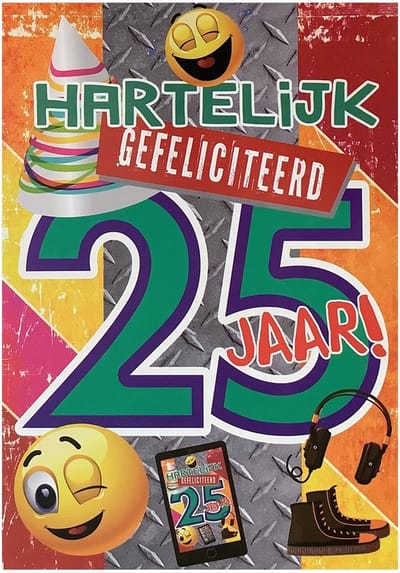 Verjaardagskaart 25 Jaar - Wenskaart Verjaardag - Kaart 25 Jaar
