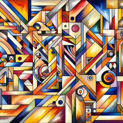 Abstract picasso schilderij | Picasso's vision: a vibrant abstract masterpiece of pure artistic genius | Kunst - 60x60 centimeter op Canvas | Foto op Canvas