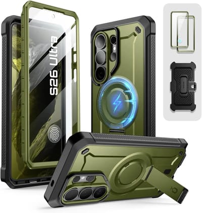 SUPCASE Unicorn Beetle Mag Pro - Hoesje Geschikt voor Samsung Galaxy S26 Ultra - Compatibel met MagSafe / Qi2 - Full Protect met Ingebouwde Screenprotector - Kickstand - Groen