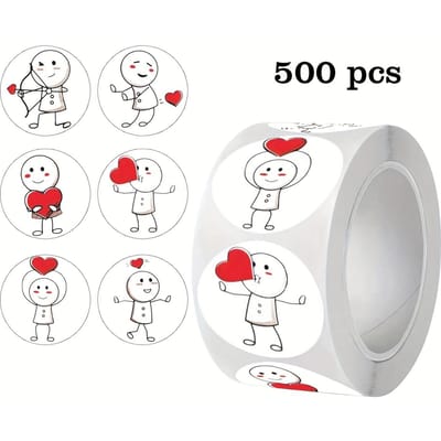 500 Vel/Rol Leuke Creatieve Likkepotmannetjes Duimpje Omhoog Zelfklevende Stickers Geschikt voor Scrapbooking Envelop Papieren Zak Afsluitingslabels PVC Water