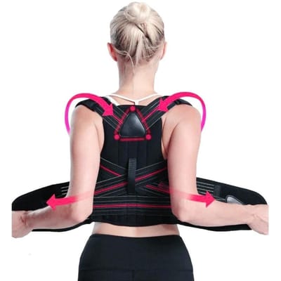 Correcteur de Posture Hommes Femmes Support Dorsal Soulagement Douleur Redresseur Épaule Cou Colonne Vertébrale Muscle Clavicule Améliore L beige