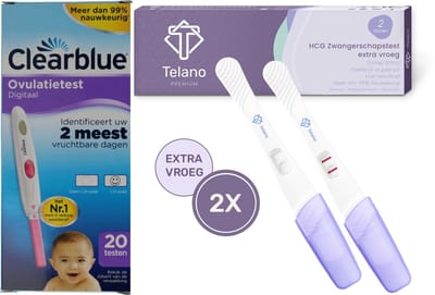 Clearblue Ovulatietest Digitaal 20 testen - Zwangerschapstest 2 stuks Midstream Extra Vroeg Premium Telano