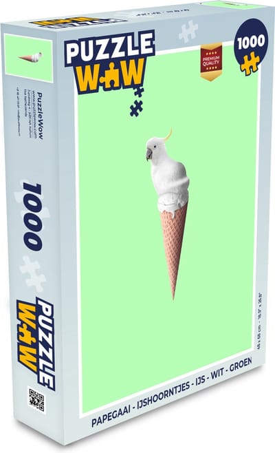 Puzzel Papegaai - IJshoorntjes - IJs - Wit - Groen - Legpuzzel - Puzzel 1000 stukjes volwassenen