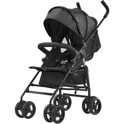 Poussette Légère Compacte Pliage Facile Dossier Réglable Noir Rangement