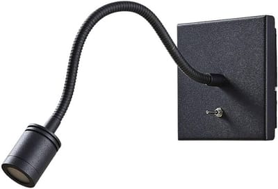 Moderne LED wandlamp met flexibele arm en gerichte verlichting, zwart metaal, ideaal als leeslamp, inclusief lichtbron