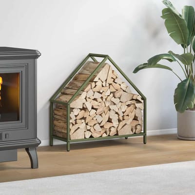 vidaXL - Brandhoutrek - 60x25x60 - cm - koudgewalst - staal - olijfgroen