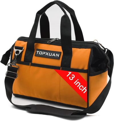 Waterdichte 13 Inch Gereedschapstas met Schouderriem en Brede Mond - Tool Organizer met 18 Zakken
