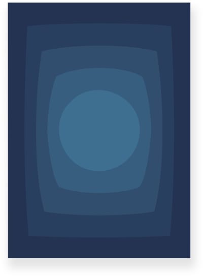 Poster 20x30 cm - Abstracte Kleurovergang - Cirkel - Blauw - Donkerblauw - Vintage - Op-Art - Muurdecoratie - Wanddecoratie