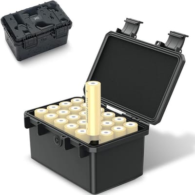 Batterij Opbergkoffer - Batterijhouder Doos - Batterijen Veilig Opbergen - Waterbestendig Vochtbestendig - 24 Batterijen - Zwart
