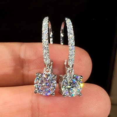 Sterling Zilveren Oorbellen voor Vrouwen Sprankelende Zirkonia Luxe Bruidsoorbellen Bruiloft Feest Eeuwigheid Sieraden brown