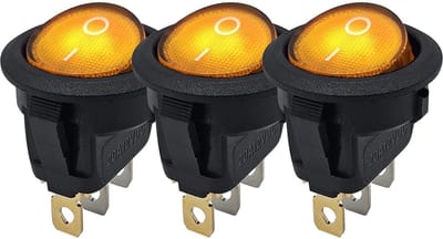ProRide Wipschakelaar ON-OFF KCD2-12 - 3-pins - Rond - 12V/20A - Oranje - 3 stuks