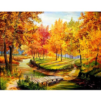 Peinture diamant paysage, broderie diamant rond complet, strass, point de croix 20X30CM yellow