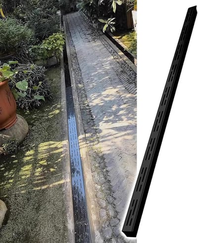 Afvoergoten RVS - Sleufgoot Drainage - Wateroverlast Voorkomen - Hoge Draagkracht - 150 cm Lengte - Zwart