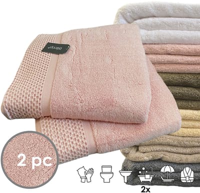 iSleep Deluxe Badlaken - 2 Stuks - 70x140 cm - Roze