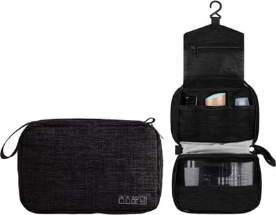 Toilettas met Haak - Ophanghaak - Travel Organizer - Geschikt voor Dames en Heren - Reis Toilettas - Compact - Premium Materiaal - Unisex - Zwart