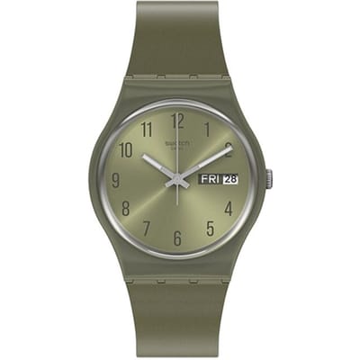 Swatch Gent Serie Kwarts Uurwerk Parelmoer Groen Modern Minimalistisch Waterdicht Trend Unisex Horloge 34mm Groene Wijzerplaat Kunststof Kast Siliconen Band GG712 GG712 gray