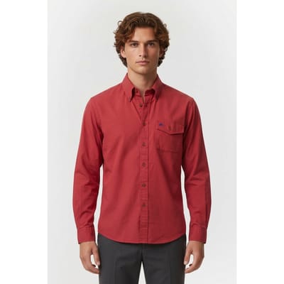 Brooks Brothers Solid Long Sleeve Claret Dark Red Maat: M | Casual Overhemden Outlet | Heren | Rood