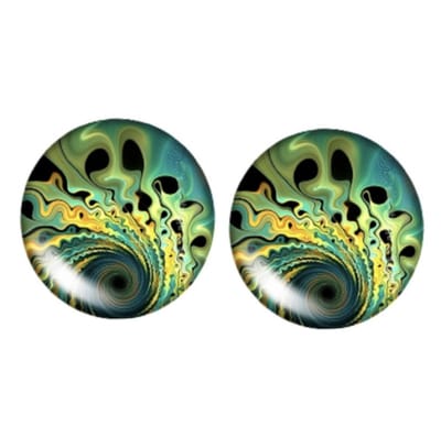 Clip Oorbellen Chabochon Pauw-2 cm