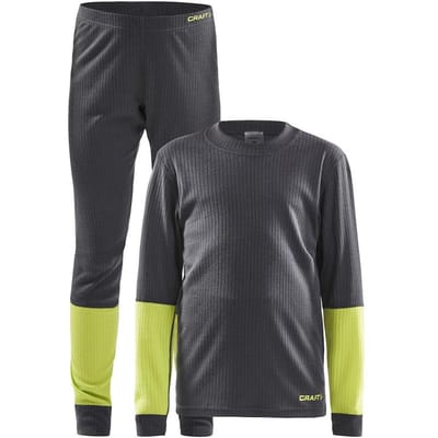 Craft  - Maat 122/ 128 - Baselayer Set Thermoset Kids Unisex - Grijs/Lime