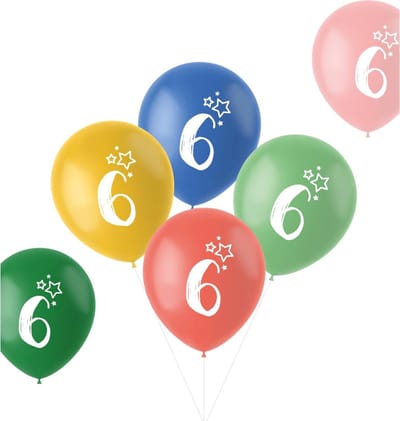 Folat - ballonnen Retro 6 Jaar Meerkleurig 33 cm - 6 stuks