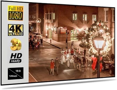 Projectorscherm Opvouwbaar - Draagbaar Scherm - Thuis Film Kijken - Verbeterde Helderheid - Tot 133 Inch - Grijs