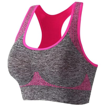 Dames Trainings Sport BHs Fitness Backless Gewatteerde BH Yoga Crop Tanktop M rozerode kleur