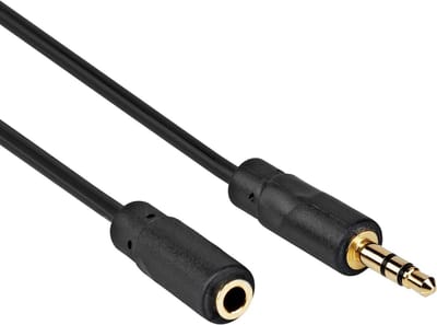 Jack verlengkabel 3.5 mm - Male To Female - Zwart - 1 meter - Allteq