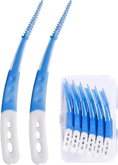 Interdentale borstels met gebogen vorm - 60 stuks, siliconen, voor effectieve mondhygiëne en tandreiniging