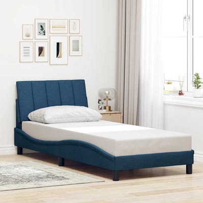 vidaXL - Bedframe - zonder - matras - "Hanko" - 90x200 - cm - stof - blauw