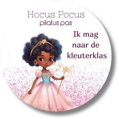 Prinses Stickers | Donkere Huidskleur En Krullen | Naar De Basisschool | 20 Stuks