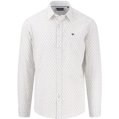 Fynch-Hatton Overhemd Supersoft Cotton Dot Pattern Subtle Structure Kent Beige-Blauw / male