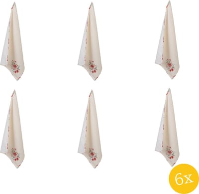 Clayre & Eef Theedoek set van 6 stuks 50x70 cm Beige Katoen Rozen Keukenhanddoek