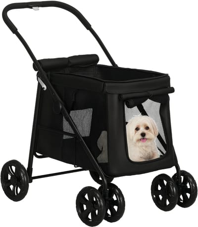 PawHut Hondenbuggy opvouwbaar met kussen tot 20 kg - Hondenkar - Inklapbare Buggy voor Honden - Hondentrolley - Zwart