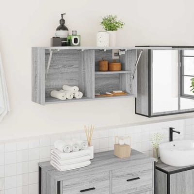 vidaXL - Badkamerwandkast - 80x25x40 - cm - bewerkt - hout - grijs - sonoma - eiken