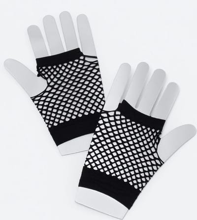 Carnaval verkleed korte visnet handschoenen - zwart - voor volwassenen