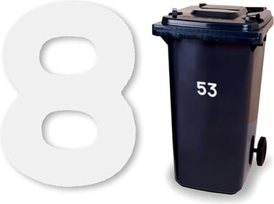 Huisnummer kliko sticker - Nummer 8 - Klein wit - container sticker - afvalbak nummer - vuilnisbak - brievenbus - CoverArt