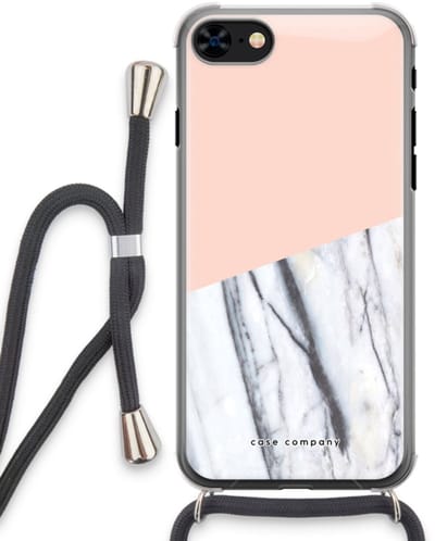 Case Company® - Hoesje met koord geschikt voor iPhone 8 hoesje met Koord - A touch of peach - Telefoonhoesje met Zwart Koord - Bescherming aan alle Kanten en Over de Schermrand