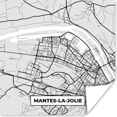 Poster Kaart - Stadskaart - Frankrijk - Nantes-la-Jolie - Plattegrond - 100x100 cm XXL