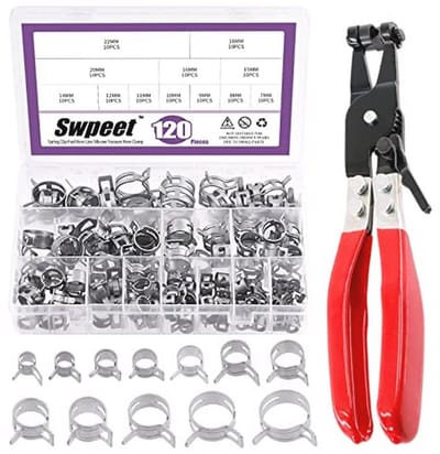 121-delige Dacromet Veerband Slangklemmen Set met Swivel Flat Band Brandstofslangklem Pliers